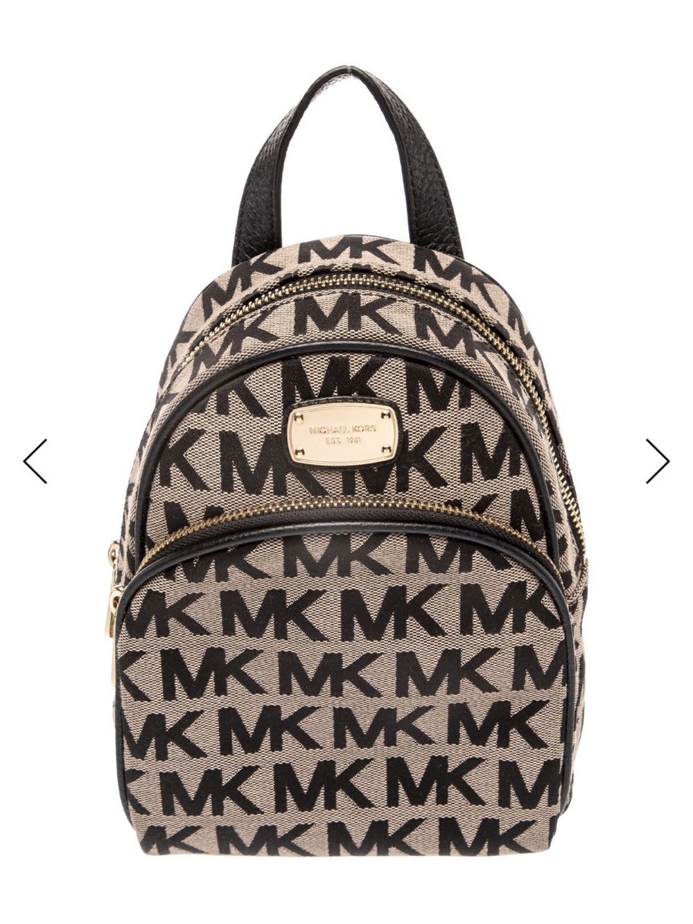 Michael Kors Logo Mini Backpack in Brown and Black with Gold Hardware